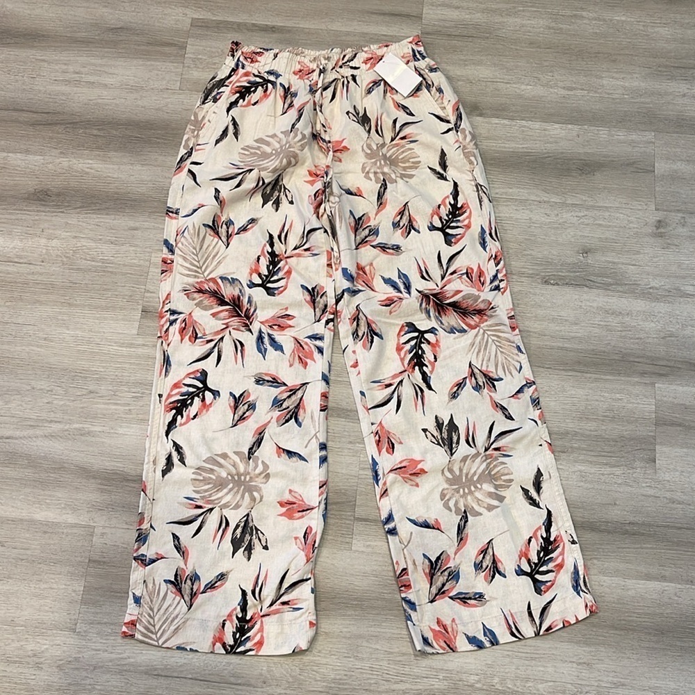 NWT Briggs Tropical Print Linen Blend Casual Pants Size Medium